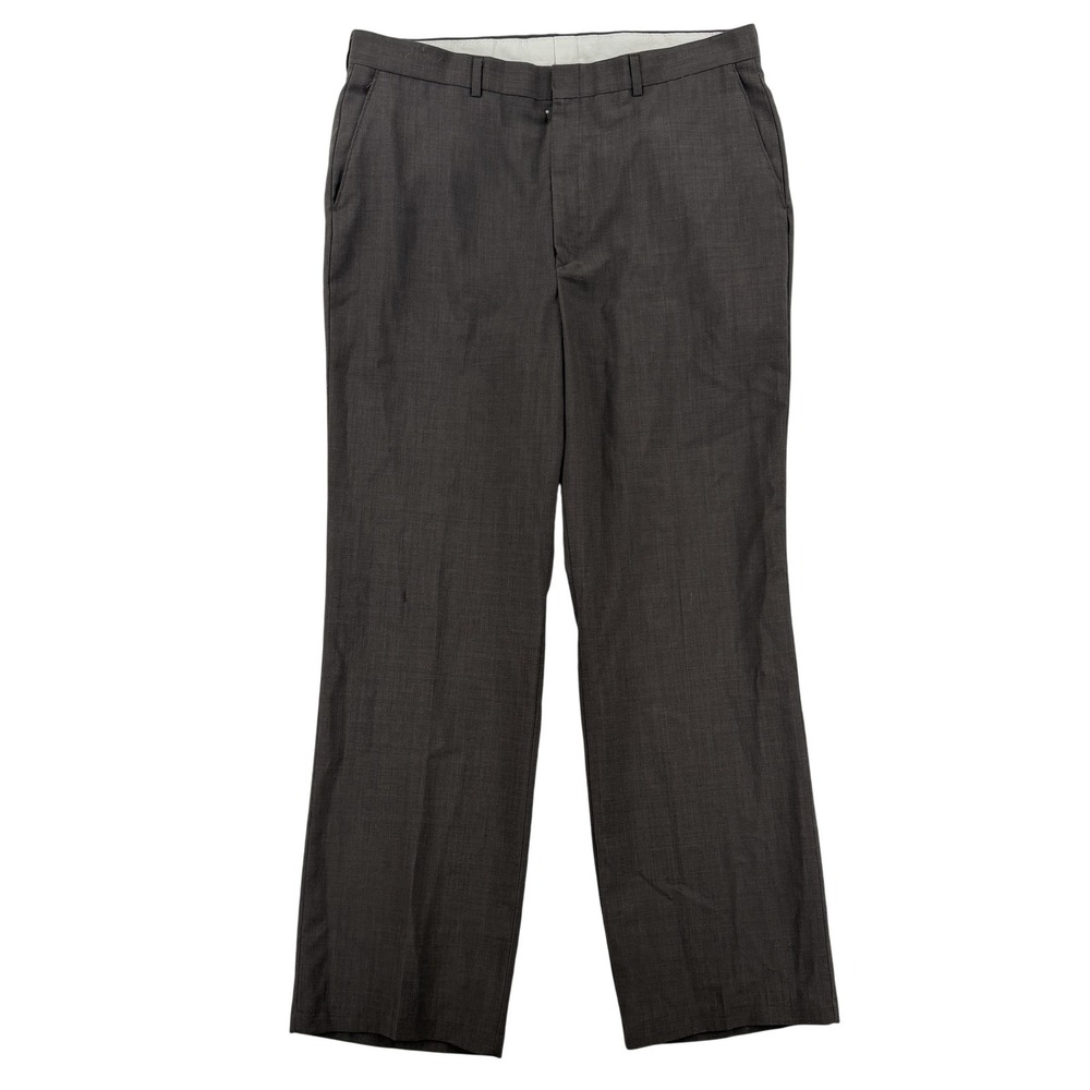 Haggar Dress Pants Mens 38x32 Brown Classic Fit Wool Blend Lined‎ Office Wear